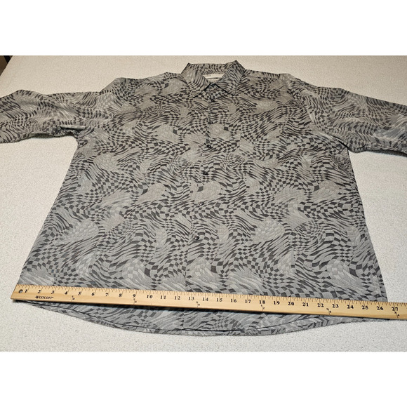 Perry Ellis Men’s XXL Long Sleeve Shirt Gray Geometric Abstract 100% Cotton - Picture 7 of 11